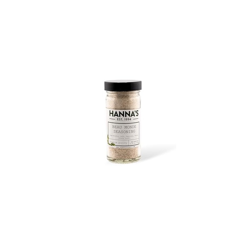 Hanna's Beau Mond' Seasoning, Premium Quality, 4 fl oz Glass
