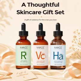 Set de regalo de suero facial, vitamina C retinol ácido hialurónico, 3 x 1 fl oz | Set de cuidado de la piel, regalo para mujeres, rutina diaria de br