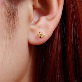 Cute Heart Cartilage Helix Stud Earrings for Women Teen Girls 925 Sterling Silver Tiny Love Hearted Screw Back Ball Tragus Conch Small Studs Earring Dainty 14k Golden Plated Sleeper Jewelry Christmas Gifts Valentine's Day 20G