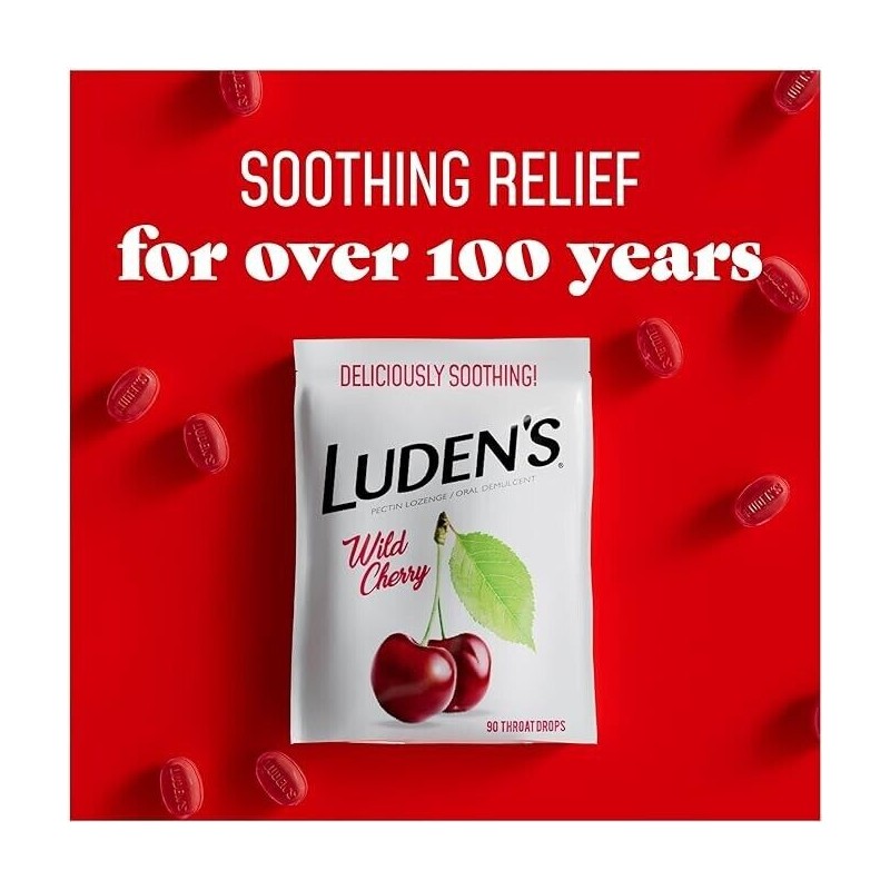 Ludens Throat Drops, Wild Cherry, 90 Drops 90 Count (Pack