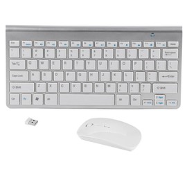 Slim 2.4GHz Wireless Keyboard and Mouse Kit for Desktop Laptop Silver