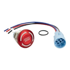 Shopcorp Emergency Stop Button with Cable, Aluminum, 1 N/O and 1 N/C, 22mm Waterproof Latching Push Button Switch for Home or Industrial Equipment, Mount Panels in Operating Rooms, Distribution Boxes