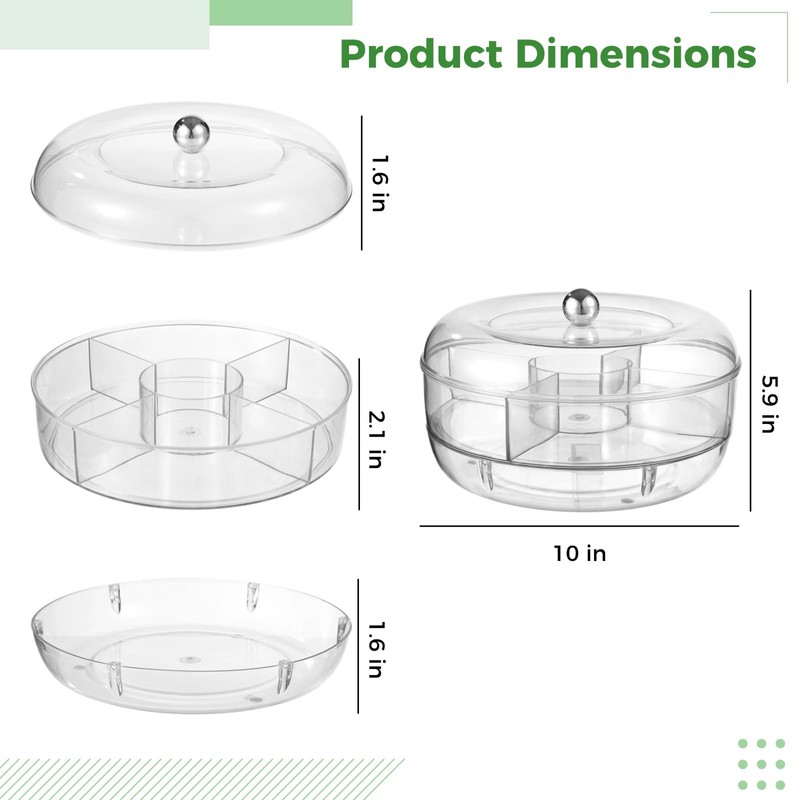 Rotating Ice Chilled Serving Tray, Clear Fruit Veggie Tray with