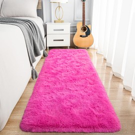 Noahas Hot Pink Runner Rug for Hallway,2'x6' Long Area Rugs for Bedroom Living Room,Non Slip Thick Shag Carpet for Entryway Nursery Bedside Kids Girls Room Home Decor