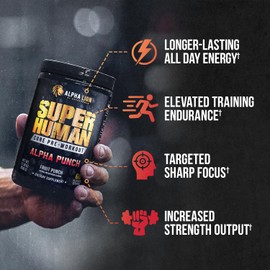 ALPHA LION Core Pre Workout Powder with Creatine for Performance, Beta Alanine for Muscle, L-Citrulline for Pump & Tri-Source Caffeine for Sustained Energy (60 Servings, Alpha Punch Flavor)