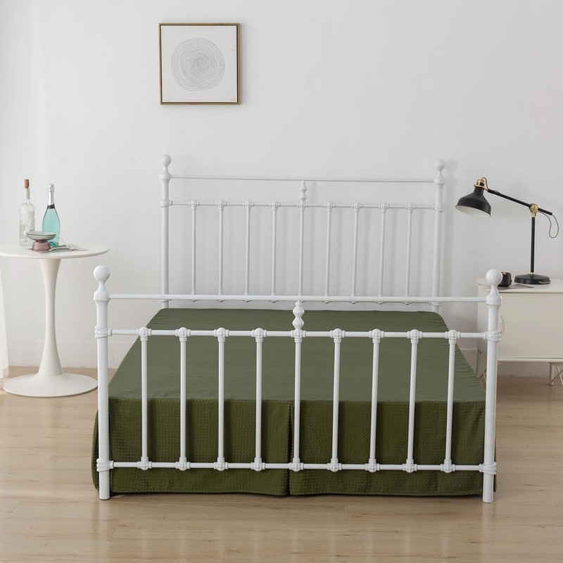 xuan dian Queen Bed Skirt, Pleated Waffle Weave Bed Skirt