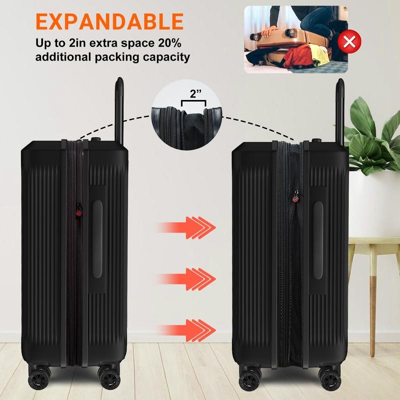 Verdi Luggage 24 Inch Checked - Expandable, Bottom Grip Design,