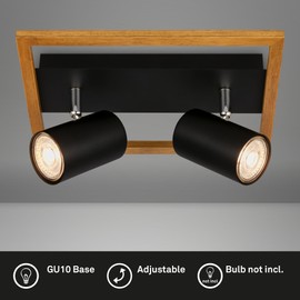 BRILONER Ceiling Light, Ceiling Light, Lamp, Wooden Frame, Swivel, Living Room Lamp, Bedroom Lamp, Kitchen Lamp, Black Wood