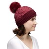 C.C Exclusives Ribbed Knit Padded Pom Beanie Hat (HAT-1739) (Burgundy)