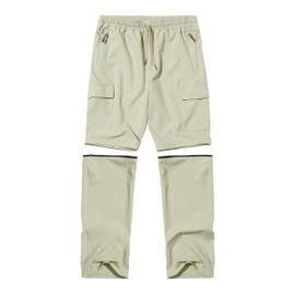 Boys Scout Pants Youth Zip Off Hiking Pants Kids Outdoor Size 8-10 Quick Dry Zipper Pockets UV Protection Adjust Waist Lightweight Khaki XS