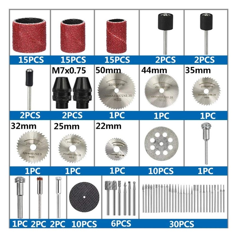 Mini Rotary Tool Accessories Kit 121pcs HSS Drill Bit Diamond