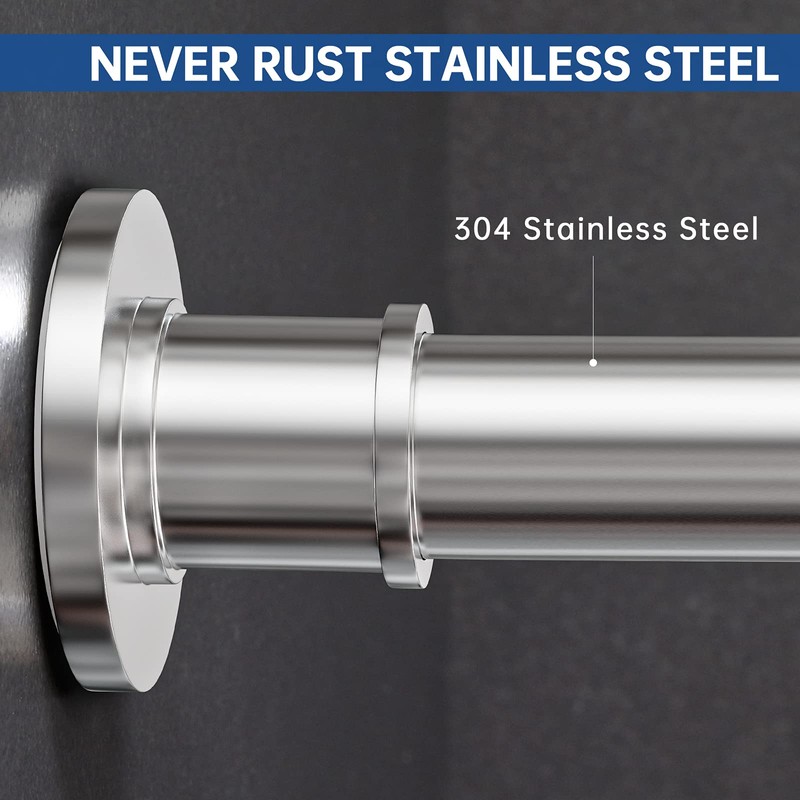 BRIOFOX Industrial Shower Curtain Rod - Rustproof Non-Slip 43-72 Inch