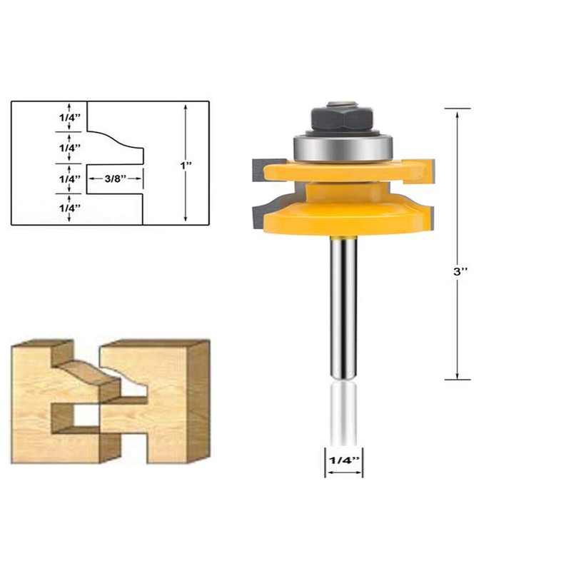 LEATBUY Router Bit Set 3 PCS 1/4 Inch Shank Tongue