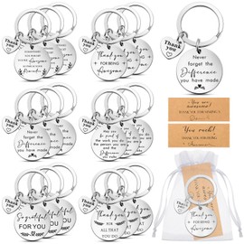 Otuuz 18 Sets Employee Appreciation Gifts Appreciation Keychain Inspirational Thank You Cards White Organza Bags for Friendship Teacher Colleague Office Farewell Retirement Going Away Leaving Present