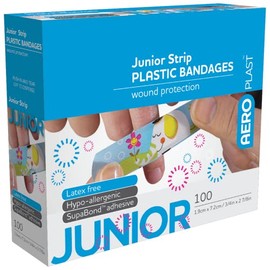 AeroPlast Junior Standard Strip Plasters, 72mm x 19mm, Box of 100