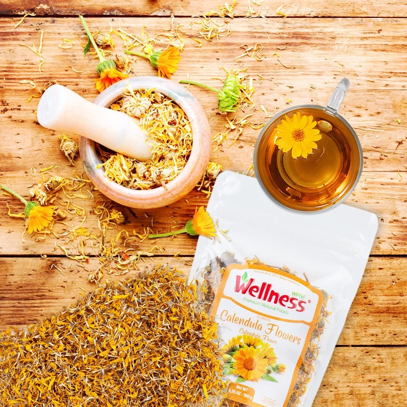 Wellness Organic Calendula Flowers Tea, Premium Calendula Tea for Skin