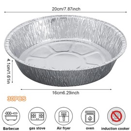Air Fryer Liners Aluminum Foil, 8 Inch Square Foil Baking Trays Foil Food Containers Foil Trays for Air Fryers(30 Pcs)