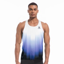 Sanken Men's Seamless Running Tank Tops Ultra Lightweight Marathon Singlets Breathable Race Vests Quick Dry Sleeveless Shirt (US, Alpha, Large, Regular, Regular, WL06)