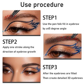 MisFun Eyebrow Pencil, 2-in-1 Dual-Ended Microblading Eyebrow Pencil, Smudge-proof Eyebrow Pencil, Eyebrow Pencil for Perfectly Defined Eyebrows, with Fork Tip Applicator (Black)