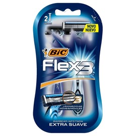 Rastrillo Bic Flex 3 Piel Sensible 3 Hojas de Acero Inoxidable 2 Piezas
