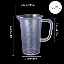 Measuring Cups, 100 ml, Pack of 2 Mini Measuring Cups, Small Measuring Cup, Measuring Cup Made of Precision Measuring Cup with Heat-Resistant Precision Measuring Cup, Litre Size, for Laboratory,
