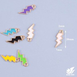 Azure Zone, Pack of 100 Colorful Enamel Flash Shape Charms Pendants Lightning Bolt Charm Alloy Lightning Charm for DIY Earrings Necklace Bracelet Jewelry Making