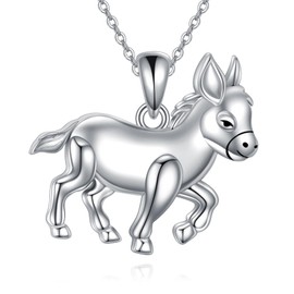 JERWLI Donkey Necklace 925 Sterling Silver Donkey Pendant Jewelry Gifts for Women Donkey Lovers