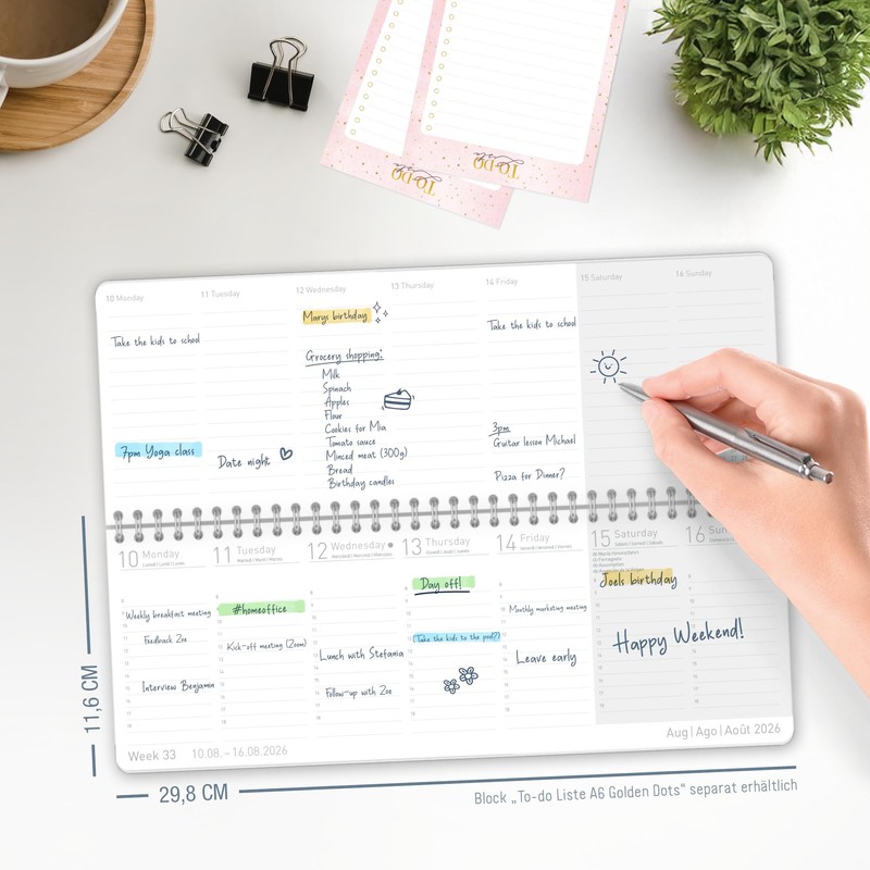 Häfft® International Weekly Desk Calendar 2026 Landscape "Black Edition" 1