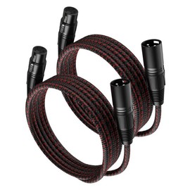 VANDESAIL XLR Cables 6 FT 2 Pack, 3-Pin Male to Female Balanced Mic Cable for Microphones, Mixer, Speaker Systems - Heavy Duty Patch Cords, Black-Red
