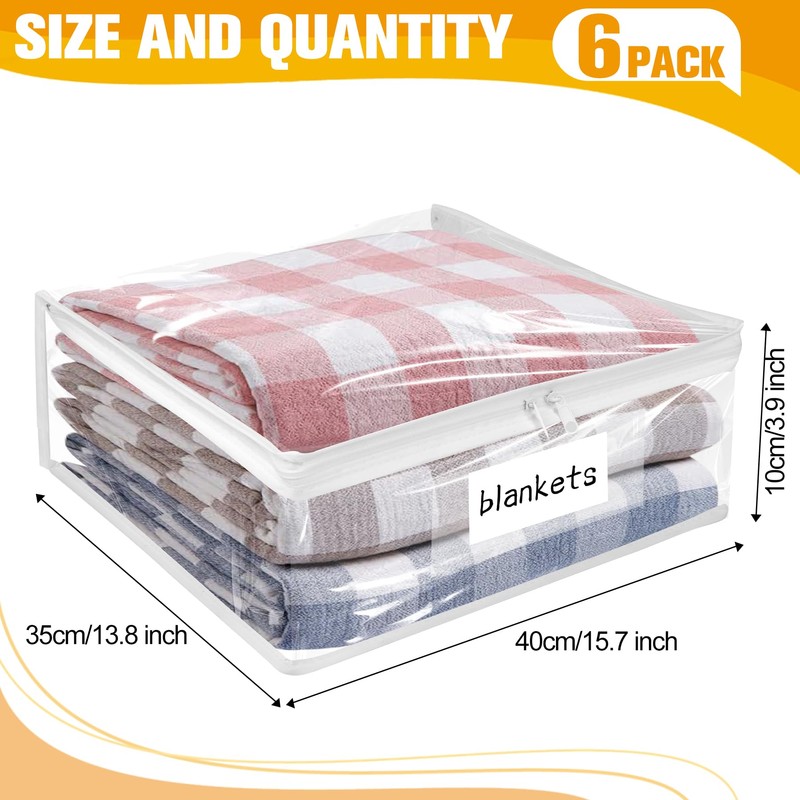 Plastic Storage Bags with Easy-Glide Zipper, Pack of 6, Durable
