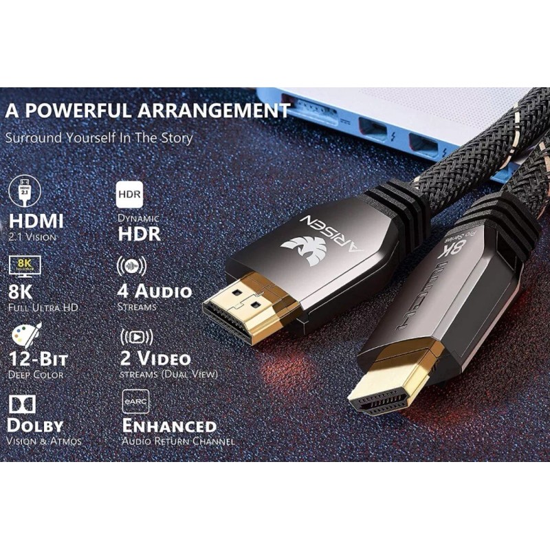 Arisen Pro Series 8K Ultra High Speed HDMI Cable -