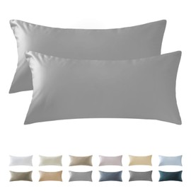 SOULFUL Satin Cushion Cover 40 x 80 cm, Cotton, Pillowcases 2-Piece with Zip, Oeko-Tex Certified, Soft and Comfortable, Dark Grey
