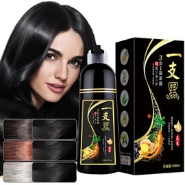 Champú de coloración instantánea, champú 3 en 1 de coloración, cobertura de canas, tinte natural（500ml，Marrón)