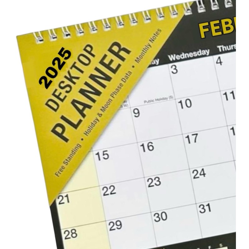 2025 Month to View Desktop Planner Calendar for Home Office
