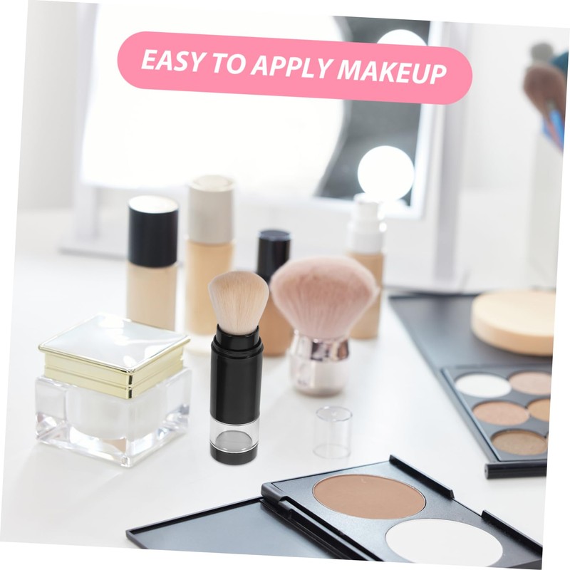 TOVINANNA Retractable Blush Brush with Refillable Powder Bottle Portable Knob