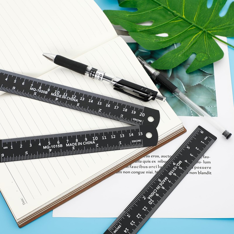2PCS 6 Inch & 1PCS 8 Inch Aluminum Straightedge Ruler