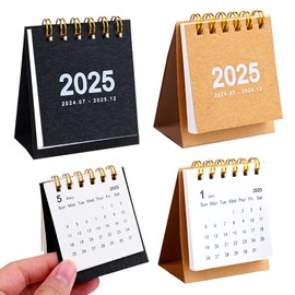 2Packs Mini Desk Calendar 2024-2025, Small Standing Flip Desk Calendar 2025, July 2024 until Dec 2025 Monthly Desktop Calendar for Daily Schedule School Office Supplies