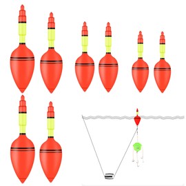 Hezhou Pack of 8 Fishing Floats Fishing Floats Fishing Floats Fishing Float Fishing Float Red Pot-Bellied Float Multipurpose Bobber Float Eva for Coarse Fish Trout Eel Zander (Red)
