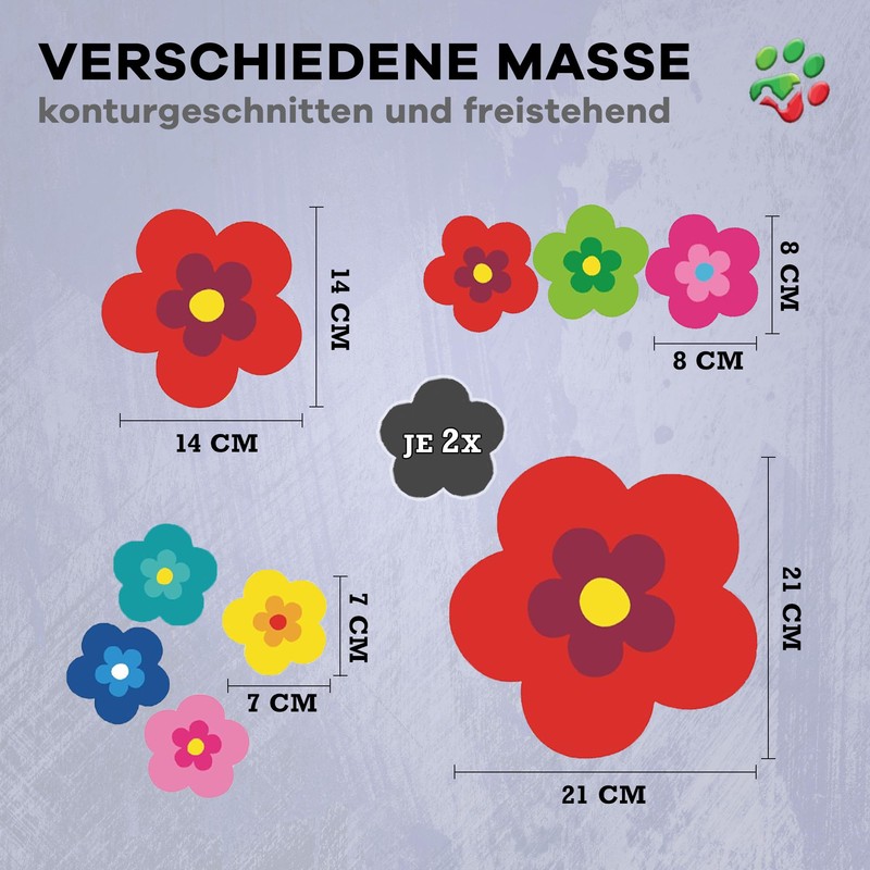 tradercat pril Flower Sticker, Car Sticker, Flowers, 18 Pieces as
