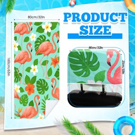 Hahafelt 2 Pack Car Seat Towel Covers with Storage Bag 63 x 32 Inch Athletic Running Towel Seat Sweat Washable Non Slip Cover Gift for Car Outdoor Sport Activities (Green Leaf Flamingo)