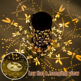 AZEEBOI Dragonfly Solar Lantern Outdoor Decorations, Waterproof Hanging Lights for Outside Garden Yard Patio Porch Balcony Decor, Christmas Birthday Gifts for Mom Grandma Women