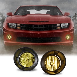 ALLGOOD Fog Lights w/Bulbs, Compatible with Chevy Camaro 2010-2013, Yellow Lens Front Bumper Driving Fog Lights Lamps 1Pair