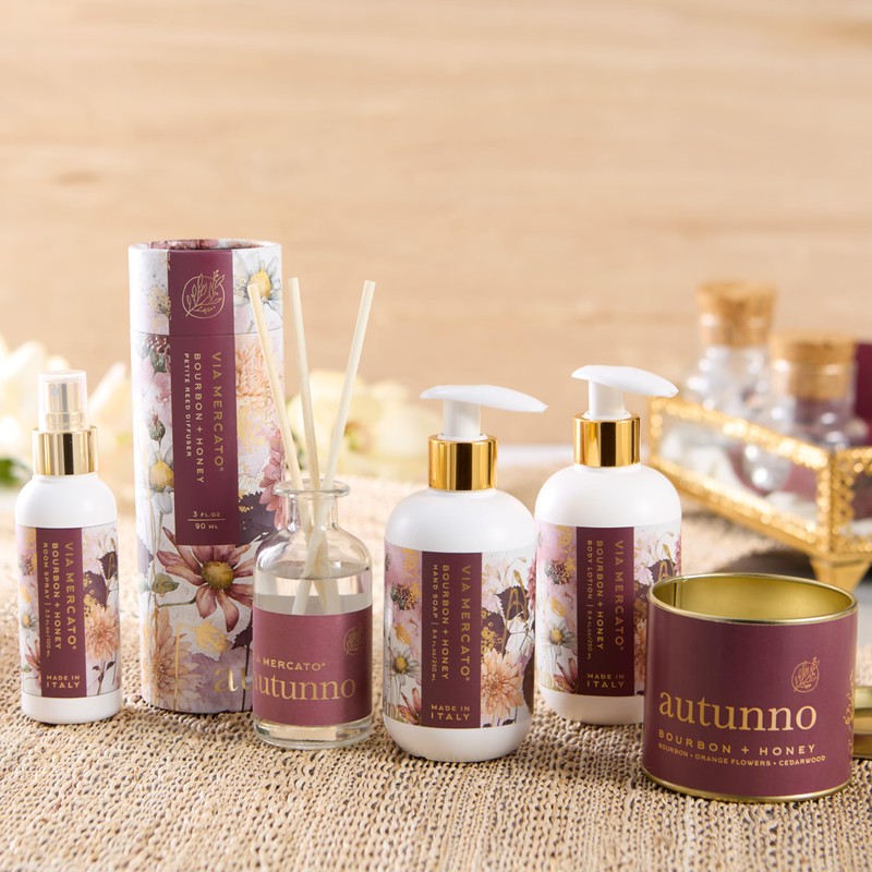 Via Mercato Autunno Reed Diffuser Home Air Freshener, Bourbon &