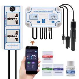 Yewhick WiFi Pool Salt Tester and pH Monitor, Aquarium pH Monitor with pH Controller Online, Salinity Tester for Saltwater Pool Koi Fish Pond Aquaculture Aquarium Desalination Tuya APP Control