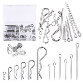 Keadic 215 Pcs 12 Sizes 304 Stainless Steel Cotter Pin Hairpin R Clips Assortment Kit, Hitch Pin R Clips Fastener Set for Automobiles Trucks Lawn Mowers Trailer Hitches Latch