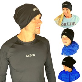 gr8ful® Running Beanie for Men, Women, Boys & Girls | Slouch Beanie Hat fab for sports, gardening, fishermen, or outback explorer hiking & walking| Skull Cap | Lightweight Quick Dry, One Size (Black)
