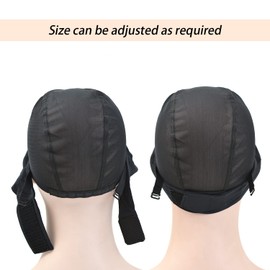 2 Pcs Headband Wig Caps Adjustable Mesh Wig Grip Cap Ice Silk Material for Making Headband Wigs (Mesh Wig Caps)