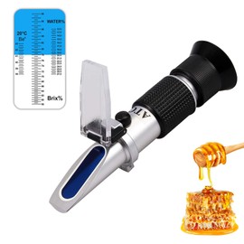 AUTOUTLET Honey Baume Refractometer, 58-90% Brix Scale & 12-27% Honey Water Moisture Content Baume Tester Automatic Temperature Compensation ATC Refractometer, Easy to Calibrate