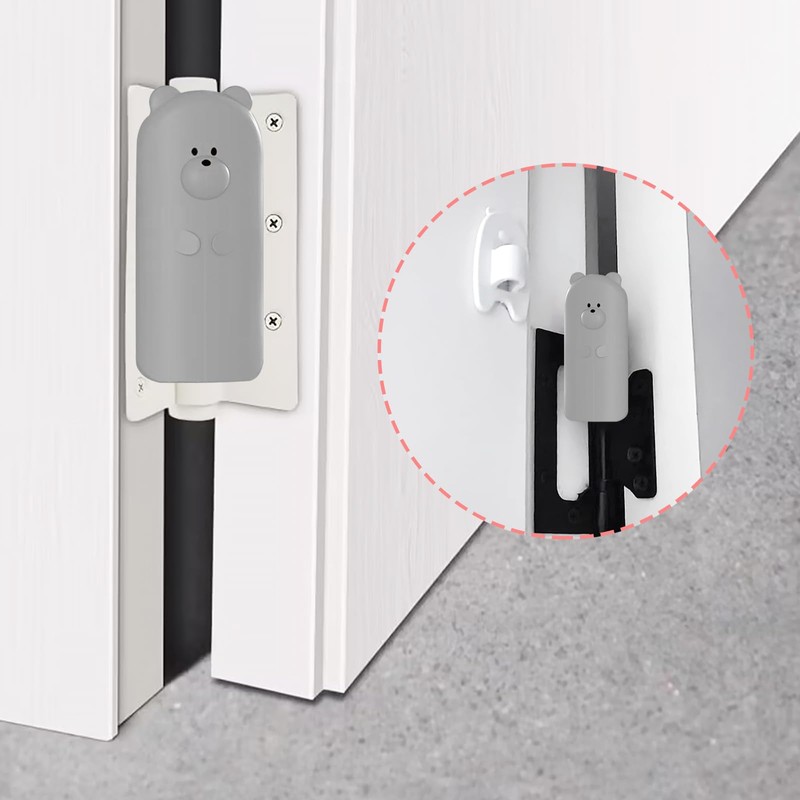 Door Pinch Guard,Slam Stoppers,Soft Stopper Hinge,Hanging Rubber Wedge,Grey,2PCS