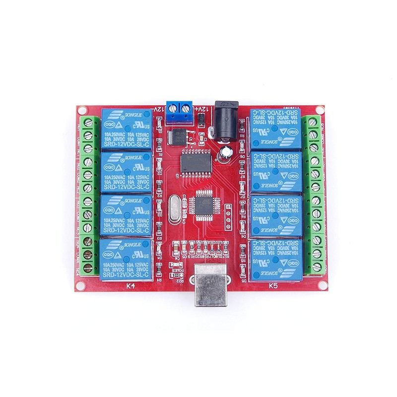 USB Switch Relay Module, 8-Channel 12V Computer USB Smart Switch